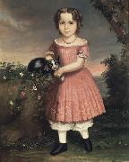 Portrait of a Child Holding a Cat unknow artist
